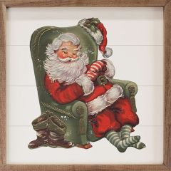 Sleeping Santa Green Chair Framed Wall Art