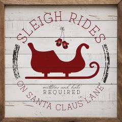 Sleigh Rides Red Square Wall Art