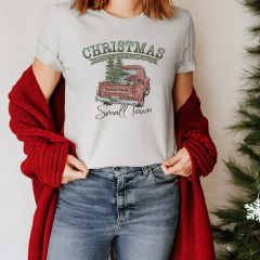 Small Town Christmas Heather Cement Tee