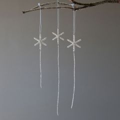 Snowflake Beaded Drop Ornament Set of 3