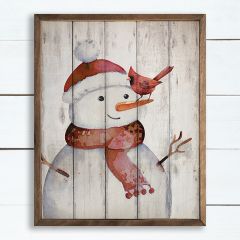 Snowman and Cardinal Framed Holiday Wall Art