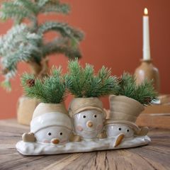 Snowman Trio Ceramic Planter