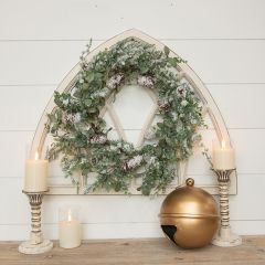 Snowy Mixed Greenery With Pinecones Wreath