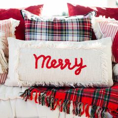 Soft Fringe Merry Slub Pillow