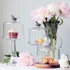 Song Bird Glass Dessert Stand with Dome