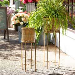 Southern Classics Metal Planter on Stand Set of 2