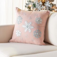 Sparkling Snowflakes Blush Accent Pillow