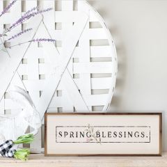 Spring Blessings Greenery White Framed Sign