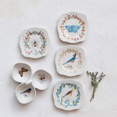 Spring Charms Scalloped Stoneware Plate Collection Set of 4