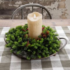 Spruce and Berry Candle Ring Wreath Set of 2