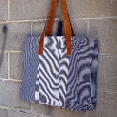 Square Cotton Striped Tote Bag