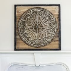 Square Wood and Embossed Tin Wall Decor