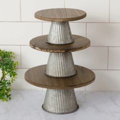 Stackable Rustic Round Display Risers Set of 3