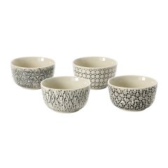 Stamped Stoneware Dish Collection Bowl Set of 4