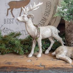 Standing Deer With Wreath Figurine