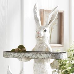 Rabbit Statue With Iron Tray 18 Inch