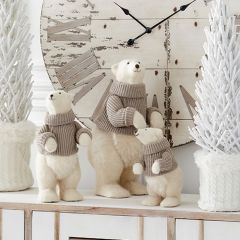 Standing Winter Polar Bear Figurine Set of 3