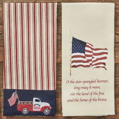Star Spangled Truck and Flag Dish Towel Set of 2