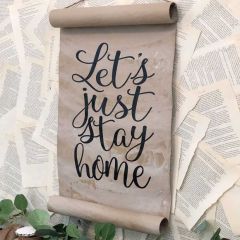 Stay Home Whitewashed Scroll Decor
