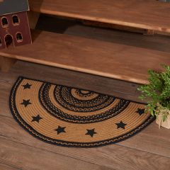 Stenciled Stars Half Circle Jute Accent Rug With Pad