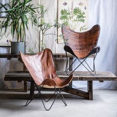 Stitched Leather Butterfly Chair