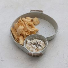 Stoneware Chip and Dip Tray With Handles