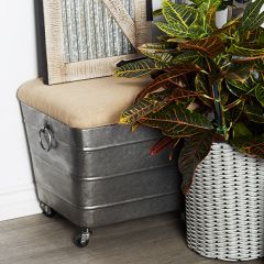 Storage Stool With Fabric Top