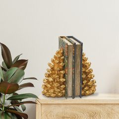 Striking Gold Pinecone Bookend Set of 2