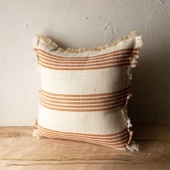 Stripe Pattern Fringed Accent Pillow