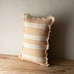 Stripe Pattern Fringed Lumbar Pillow