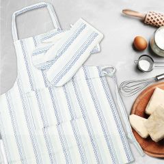 Striped Apron And Oven Mitt Set