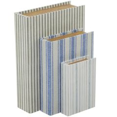Striped Canvas Faux Book Box Set of 3