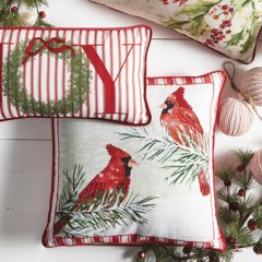 Striped Cardinal Accent Pillow