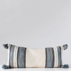 Striped Cotton Blend Lumbar Pillow