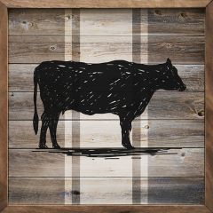 Striped Cow Print Wooden Wall Art