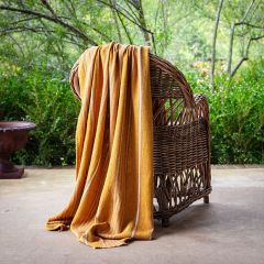 Striped Golden Throw Blanket With Fringe