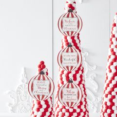 Striped Holiday Message Ball Ornament Set of 4