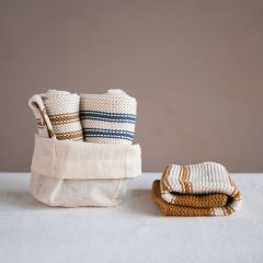 Striped Knit Dish Cloths With Bag