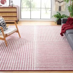 Striped Pattern Ivory/Red Area Rug