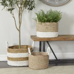 Striped Patterns Seagrass Storage Basket Set of 3