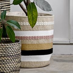 Striped Woven Storage Basket