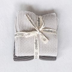 Stylish Greys Knit Dish Cloth Set of 2