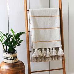 Subtle Stripes Tasseled Throw Blanket