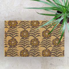 Sunflower Block Print Natural Coir Doormat