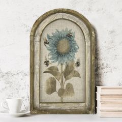 Sunflower Stem Framed Linen Wall Art