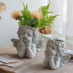 Sweet Cherub Angel Cement Planter