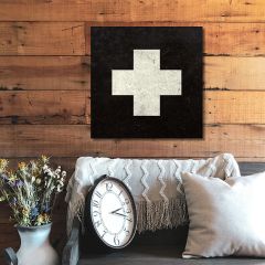Swiss Cross Black Canvas Wall Art