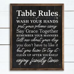 Table Rules Black Wall Art