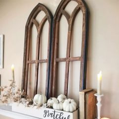 Tall Arched Wooden Window Frame Panel