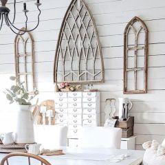 Tall Arched Wooden Window Frame Panel